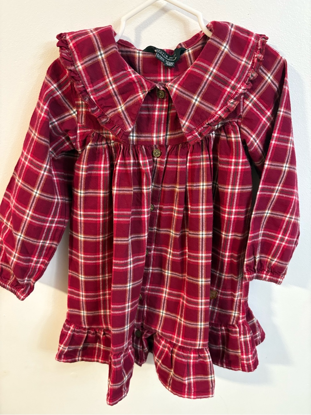 Souris mini Plaid Ruffle Collar Kids Dress size 2-3 years